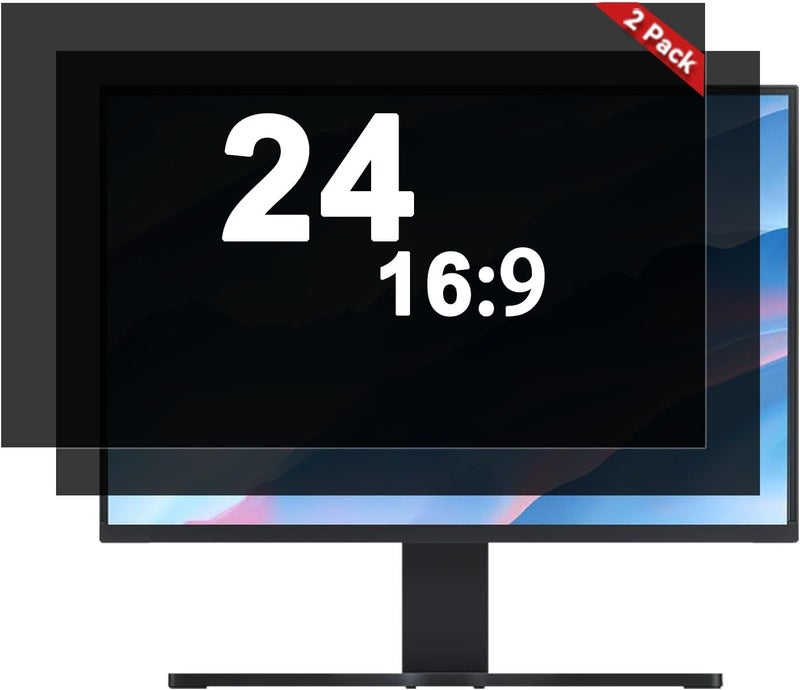 Vxaop [2 Pack] 24 Inch Computer Monitor Privacy Screen for 16:9 Aspect Ratio - Anti-Glare, Blue Light Filtering, Eye Protection, Removable Anti-Scratch Privacy Shield Screen 24in - Image 1